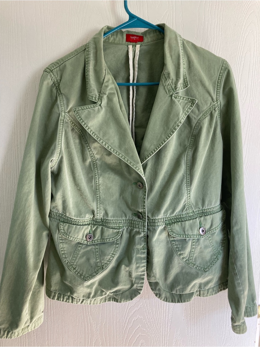 100% Cotton Mossimo Supply Co. Light Sage Green Casual Tailored Blazer